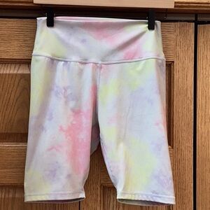 ZYIA biker shorts, pastel tie dye